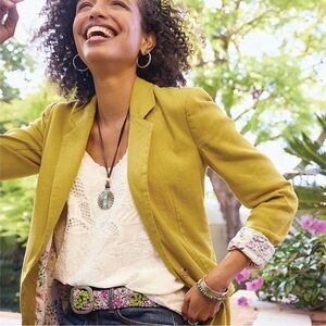 Sundance Quinn Blazer Linen Blend Single Breasted One Button DijonYellow PL